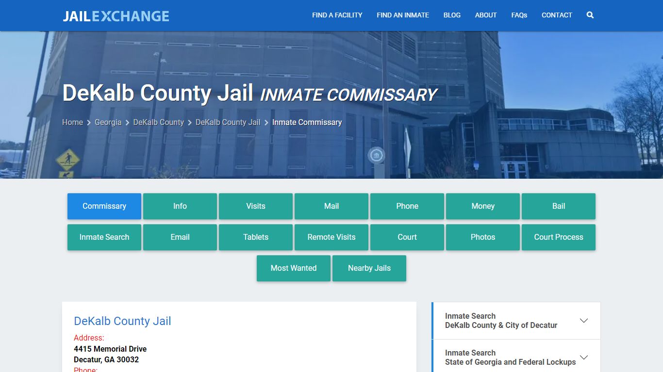 Inmate Commissary, Care Packs - DeKalb County Jail, GA